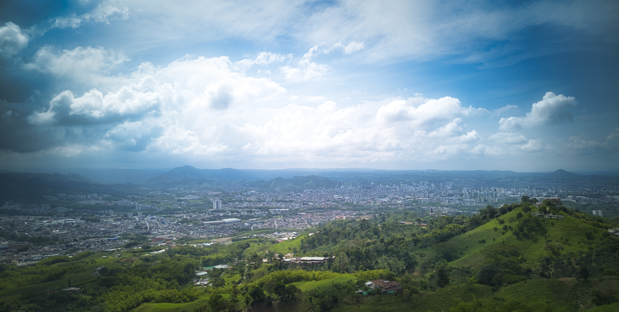 The view of the city below our farm where we grow some of the finest coffee available anywhere!